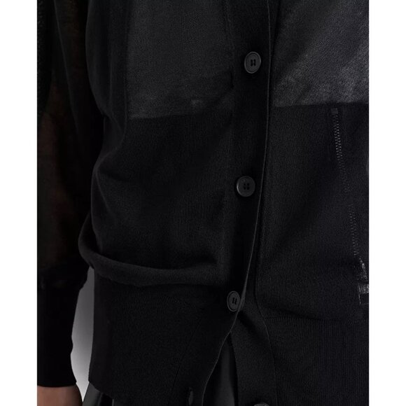 DKNY Womens Button-Front Lightweight Sheer Cardigan Black Szs L/M NWT - Picture 3 of 6